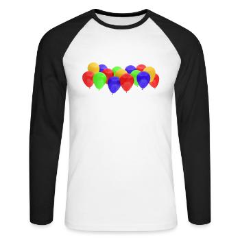 bunte aufblasbare Ballons - Unisex Baseballshirt langarm - Weiß/Schwarz - Vorne - Nik (191cm)