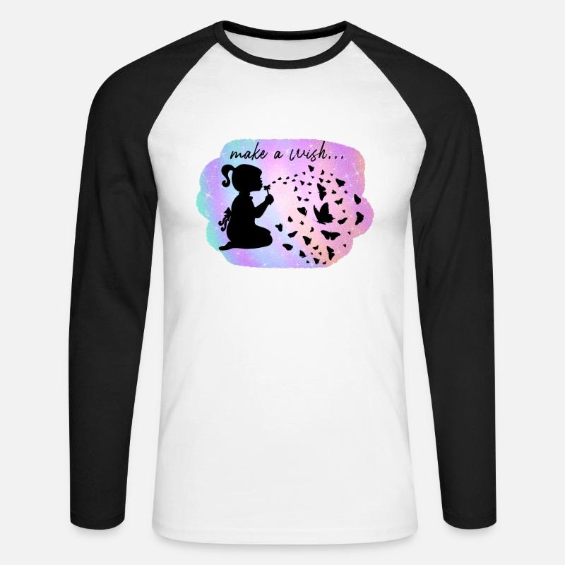 Makeawish - Unisex Baseballshirt langarm - Weiß/Schwarz