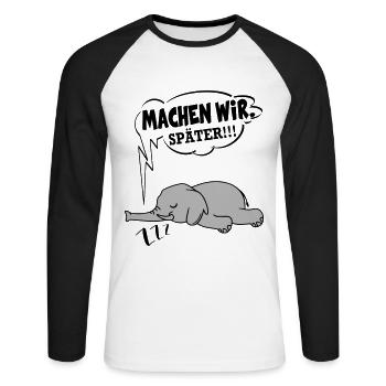 Machen wir später Nein Nö Chef - Unisex Baseballshirt langarm - Weiß/Schwarz - Vorne - Nik (191cm)
