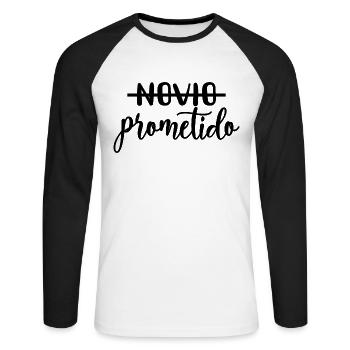 Prometido Verlobter Verlobter Verlobt Hochzeit Bräutigam zu sein - Unisex Baseballshirt langarm - Weiß/Schwarz - Vorne - Nik (191cm)