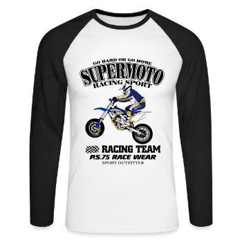 Supermoto - Supermotard - Unisex Long Sleeve Baseball T-Shirt - white/black - Front - Nik (191cm)
