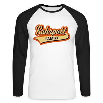 Ruhrpott Family (Familie Ruhrgebiet Kohlenpott 3C) - Unisex Baseballshirt langarm - Weiß/Schwarz - Vorne - Nik (191cm)
