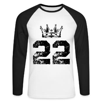 22 Number crown - Unisex Long Sleeve Baseball T-Shirt - white/black - Front - Nik (191cm)