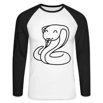 Snake Cobra Comic Animal - Unisex Long Sleeve Baseball T-Shirt - white/black - Front - Nik (191cm)