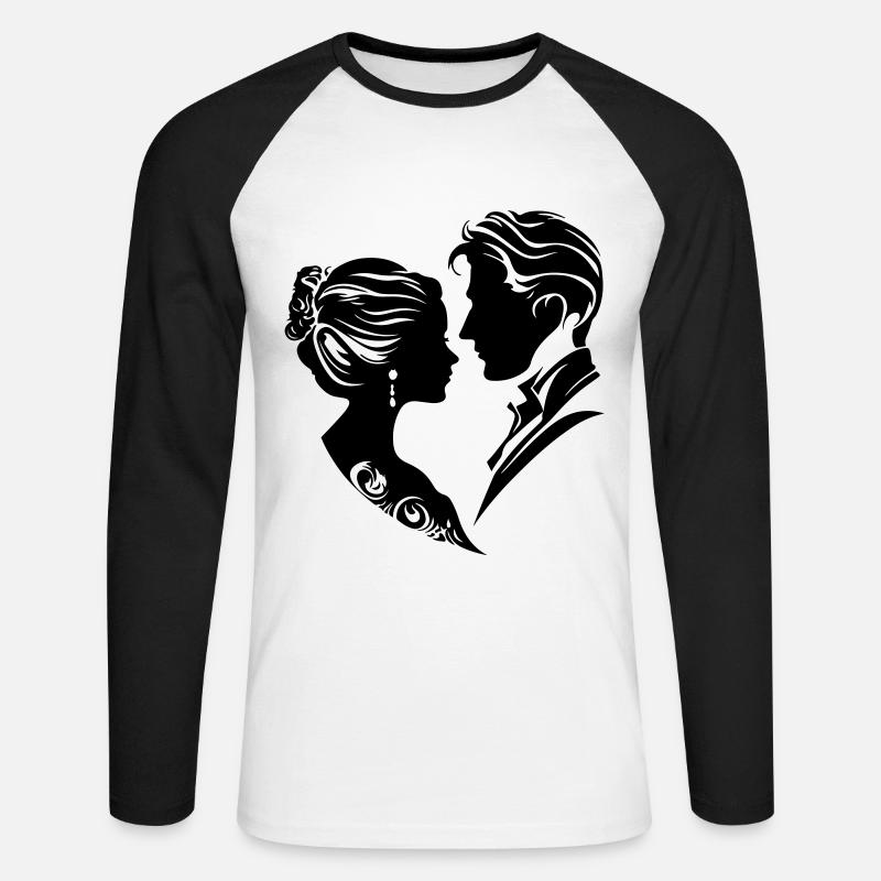 Ehepaar Hochzeit Silhouette - Unisex Baseballshirt langarm - Weiß/Schwarz