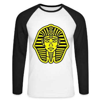 Crâne de pharaon - T-shirt baseball manches longues Homme - blanc/noir - Devant - Nik (191cm)