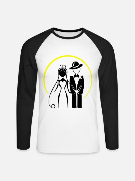 Newlyweds, Married Couple, Wedding - Unisex Long Sleeve Baseball T-Shirt - white/black