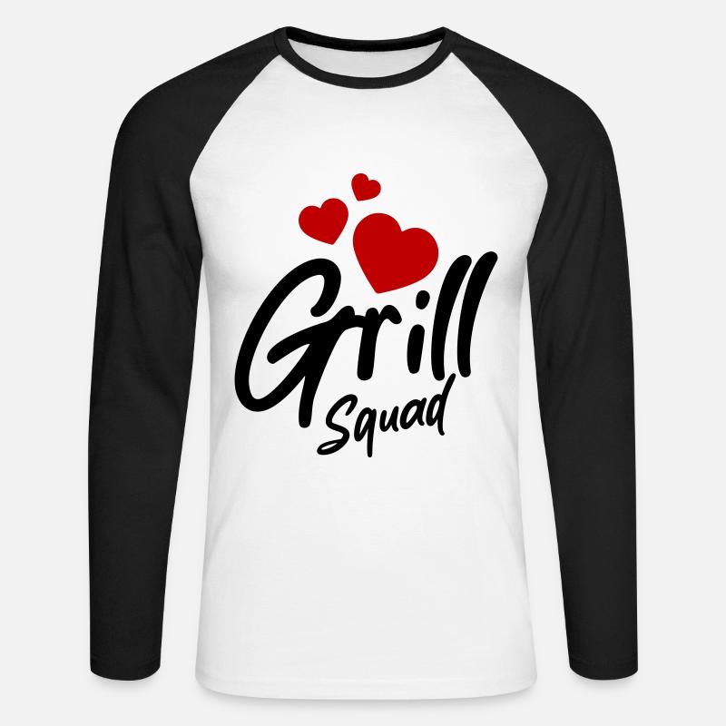 Grill Squad Herz - Unisex Baseballshirt langarm - Weiß/Schwarz