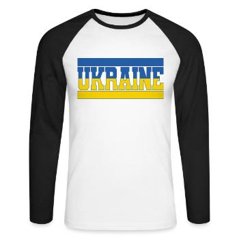 Ukraine and The Flag of Ukraine - Unisex Long Sleeve Baseball T-Shirt - white/black - Front - Nik (191cm)