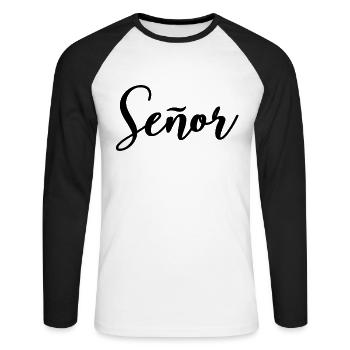 Señor Engagement Groom To Be Wedding Party - Unisex Long Sleeve Baseball T-Shirt - white/black - Front - Nik (191cm)