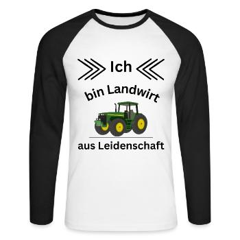 Ich bin Landwirt aus Leidenschaft - Unisex Baseballshirt langarm - Weiß/Schwarz - Vorne - Nik (191cm)