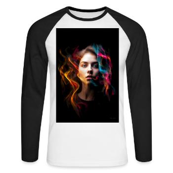 Sensuelle 4 - T-shirt baseball manches longues Homme - blanc/noir - Devant - Nik (191cm)