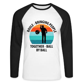 Boule Pétanque Boccia Boules - T-shirt baseball manches longues Homme - blanc/noir - Devant - Nik (191cm)