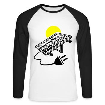 Photovoltaik Anlage Symbol Solar Energie - Unisex Baseballshirt langarm - Weiß/Schwarz - Vorne - Nik (191cm)
