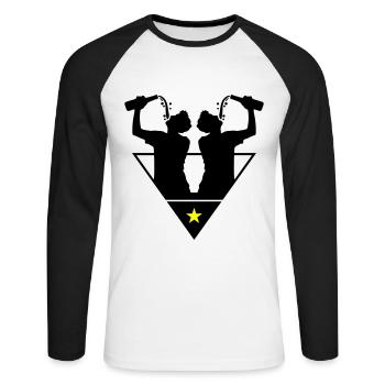Drinker Team Bottle - Unisex Long Sleeve Baseball T-Shirt - white/black - Front - Nik (191cm)