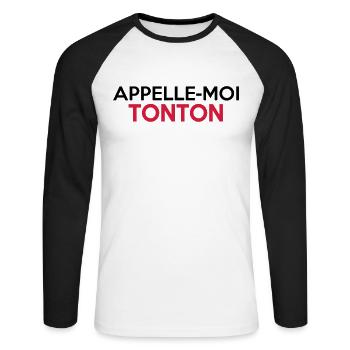 APPELLE-MOI TONTON - T-shirt baseball manches longues Homme - blanc/noir - Devant - Nik (191cm)