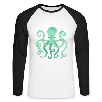 octopus - Unisex Long Sleeve Baseball T-Shirt - white/black - Front - Nik (191cm)