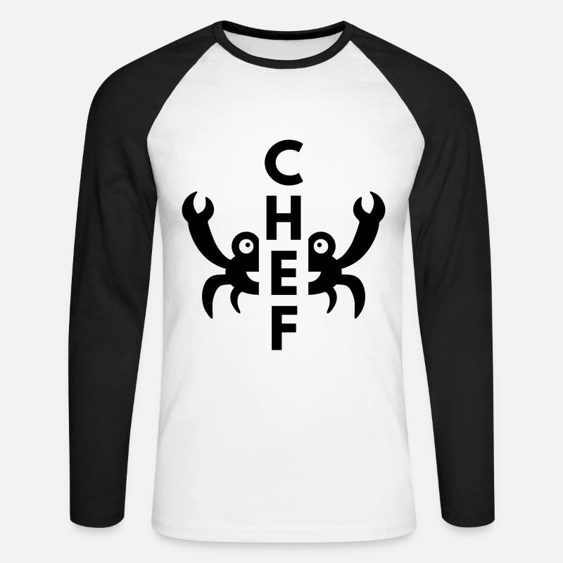 Chef (geteilte Krabbe) - Unisex Baseballshirt langarm - Weiß/Schwarz