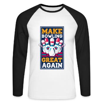 Make Bowling Great Again - Bowling Ball Pin - T-shirt baseball manches longues Homme - blanc/noir - Devant - Nik (191cm)