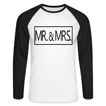 M. & Mme Couple marié Hommes & Femmes Cadeau de mariage - T-shirt baseball manches longues Homme - blanc/noir - Devant - Nik (191cm)
