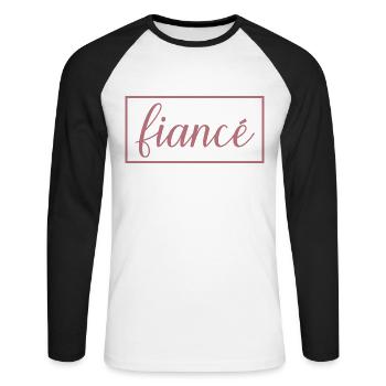 Fiancé Matching Engagement Gift Groom’s Mariage du marié - T-shirt baseball manches longues Homme - blanc/noir - Devant - Nik (191cm)