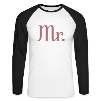Mr. Matching Couple Engagement Wedding Honeymoon - Unisex Long Sleeve Baseball T-Shirt - white/black - Front - Nik (191cm)
