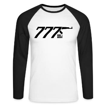 96 KGB AGENT 777 Stern Russland Russia звезда - Unisex Baseballshirt langarm - Weiß/Schwarz - Vorne - Nik (191cm)