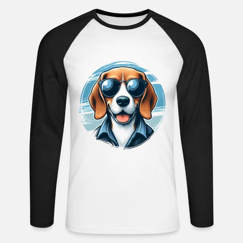 Beagle Das Modell - Unisex Baseballshirt langarm - Weiß/Schwarz
