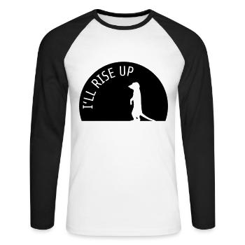 Je me lèverai suricate Meerkat Shadow Gift - T-shirt baseball manches longues Homme - blanc/noir - Devant - Nik (191cm)