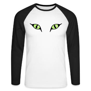 Les Yeux Eye 03 / Cat Cat - T-shirt baseball manches longues Homme - blanc/noir - Devant - Nik (191cm)