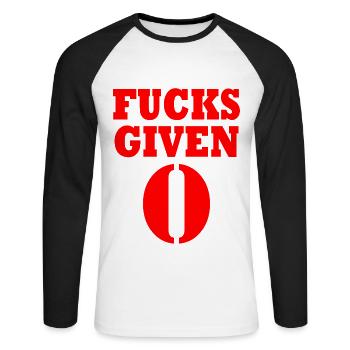 Zero fucks given - T-shirt baseball manches longues Homme - blanc/noir - Devant - Nik (191cm)