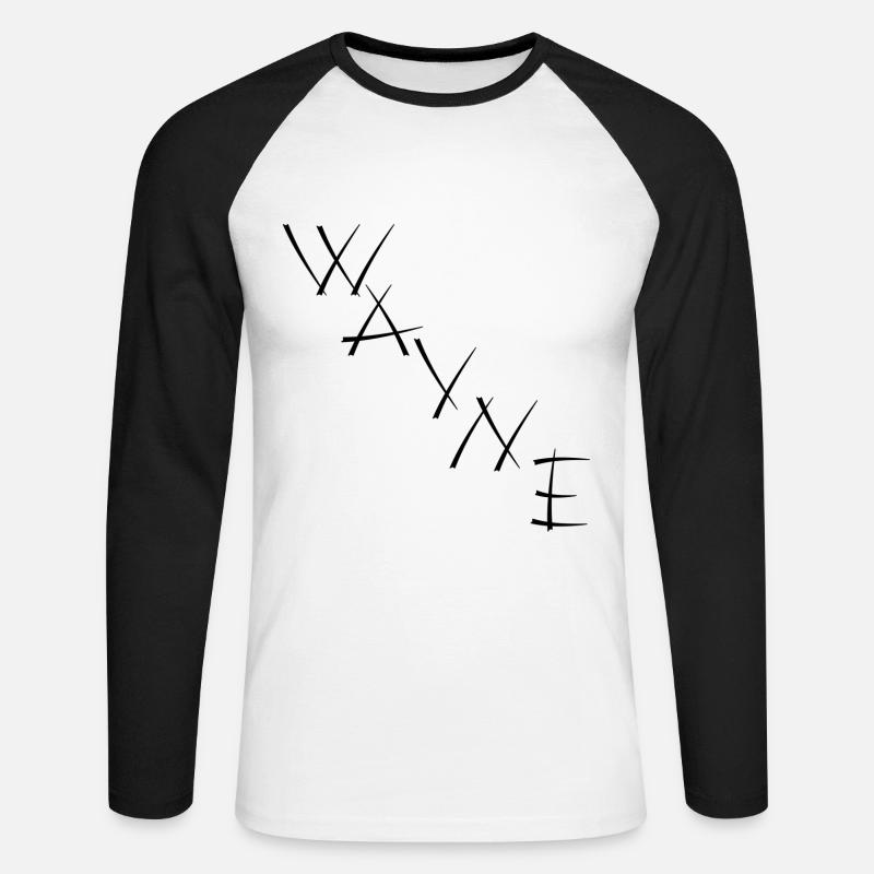 Wayne - Unisex Baseballshirt langarm - Weiß/Schwarz