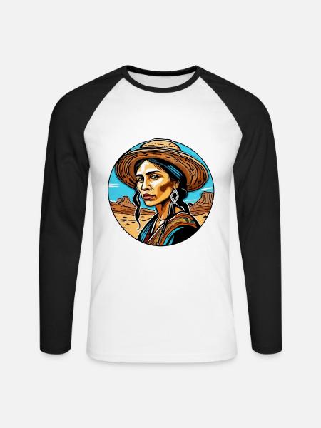 Mujer en el desierto - Unisex Baseballshirt langarm - Weiß/Schwarz
