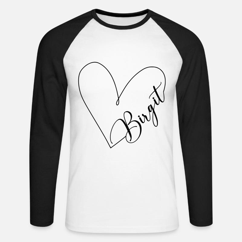 Birgit Name Herzlinie - Unisex Long Sleeve Baseball T-Shirt - white/black