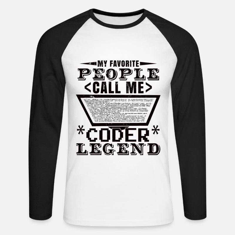 Coder Legend - Unisex Long Sleeve Baseball T-Shirt - white/black
