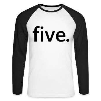 Five - 5 Years Old Birthday, 5 Year Anniversary - Unisex Long Sleeve Baseball T-Shirt - white/black - Front - Nik (191cm)