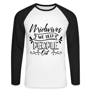 Midwife - Unisex Baseballshirt langarm - Weiß/Schwarz - Vorne - Nik (191cm)