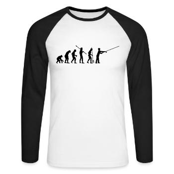 Fishing Evolution free color choice when printing - Unisex Long Sleeve Baseball T-Shirt - white/black - Front - Nik (191cm)