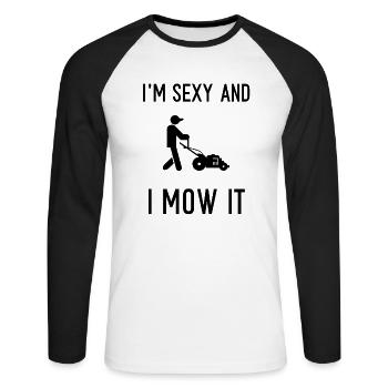 Hommes je suis sexy et je le tonds tondeuse à gazon Cool Mignon - T-shirt baseball manches longues Homme - blanc/noir - Devant - Nik (191cm)