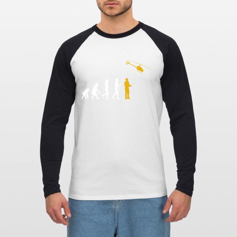 Evolution RC Hélicoptère commandé à distance Modéliser T-shirt baseball manches longues Homme