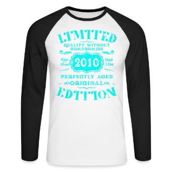 Geburtstag 2010 Limited Edition Geschenk Used Cool - Unisex Baseballshirt langarm - Weiß/Schwarz - Vorne - Nik (191cm)