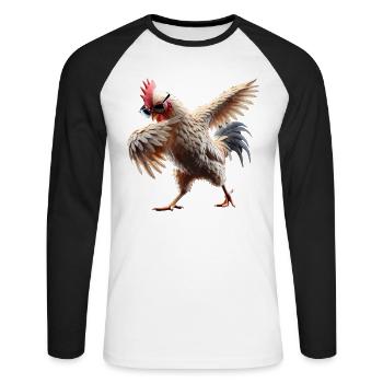 drôle dabbing poulet fermier amoureux des animaux dab - T-shirt baseball manches longues Homme - blanc/noir - Devant - Nik (191cm)
