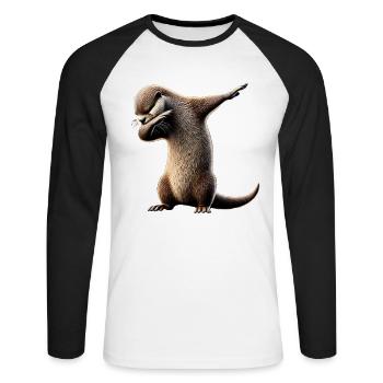 Drôle Dabbing Loutre Danse Amoureux des animaux Dab - T-shirt baseball manches longues Homme - blanc/noir - Devant - Nik (191cm)