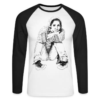 my life - Unisex Baseballshirt langarm - Weiß/Schwarz - Vorne - Nik (191cm)
