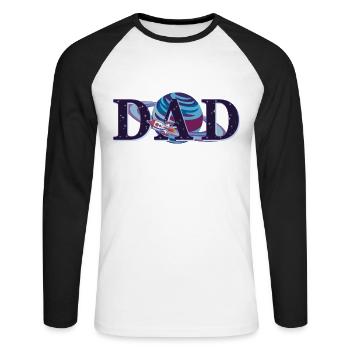 Dad Cool Space Rocket Father's Day Matching Men - Unisex Long Sleeve Baseball T-Shirt - white/black - Front - Nik (191cm)