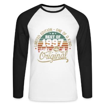 Vintage 1997 Légende - Rétro Cadeau D’anniversaire - T-shirt baseball manches longues Homme - blanc/noir - Devant - Nik (191cm)