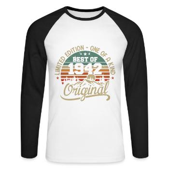 Vintage 1942 Legend - Retro Birthday Gift - Unisex Long Sleeve Baseball T-Shirt - white/black - Front - Nik (191cm)