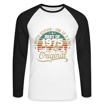 Vintage 1975 Légende - Rétro Cadeau D’anniversaire - T-shirt baseball manches longues Homme - blanc/noir - Devant - Nik (191cm)