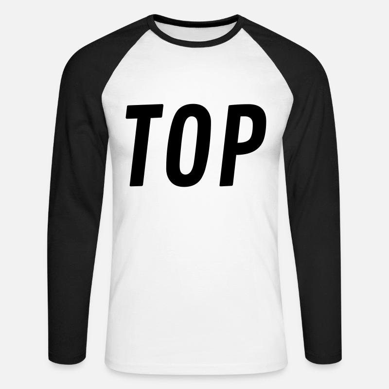 Top oder Bottom - Unisex Baseballshirt langarm - Weiß/Schwarz