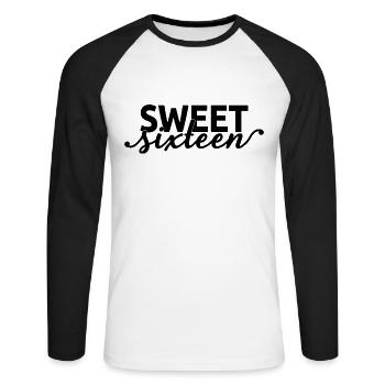 Sweet Sixteen Mignon cadeau de 16 ans - T-shirt baseball manches longues Homme - blanc/noir - Devant - Nik (191cm)
